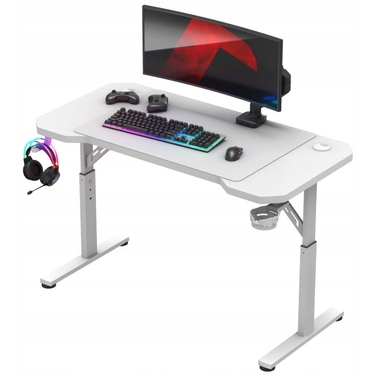 Ігровий підлітковий стіл з регулюванням висоти, карбоновий, білий, 120 см