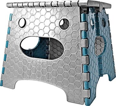 Складний стілець Stark – стілець-табурет, 120 кг, з ручкою, антиковзкий для кухні, ванної, саду та майстерні, компактний (сіро-блакитний), 27 см