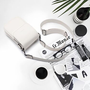 Сумка-органайзер на шию MUIIKOLA для смартфонів з RFID-захистом, веганська шкіра, бежевий. Сумка через плече для жінок з широким ременем та гаманцем.