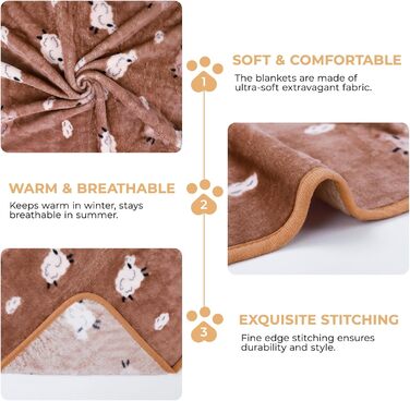 М'яка ковдра для собак та котів Luciphia: тепла флісова ковдра 3 шт. 104*76 см (60*40 см, вівчина)