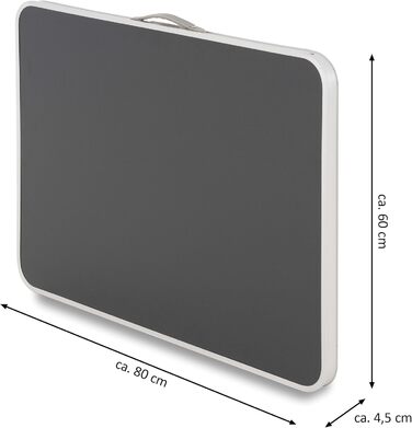 Складний похідний стіл Nexos Trading 80x60x70 см з ручкою для перенесення, антрацит - кемпінговий, компактний, вологостійкий
