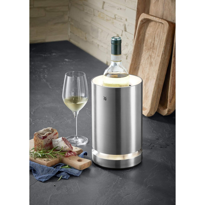 WMF Electric Bottle Cooler, Sparkling Wine or Wine Cooler Electric, Cooling Sleeve, LED Lighting