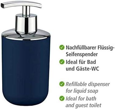 Дозатор для мила WENKO Brasil - 0.32 л, синій, пластик (TPE), 7.3 x 16.5 x 9 см