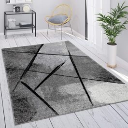 Paco Home Rug Living Room Vintage Short Pile Bedroom Geometric Design Modern, Size: 80x150 cm, Color: Gray