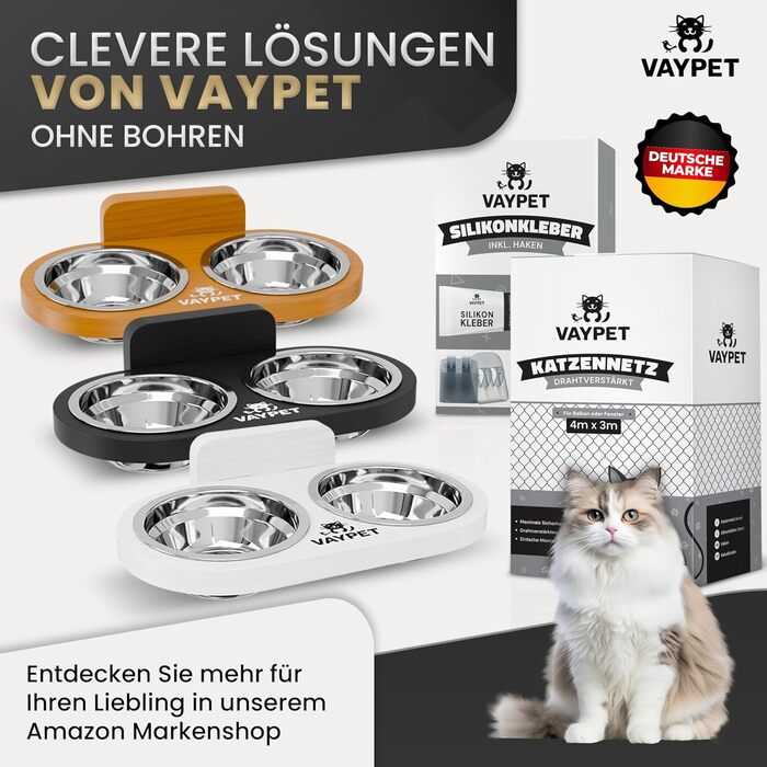 Підвищений годівниця для котів Doppel-Katzennapf: не потребує свердління, зручна, з нержавіючої сталі, чорний