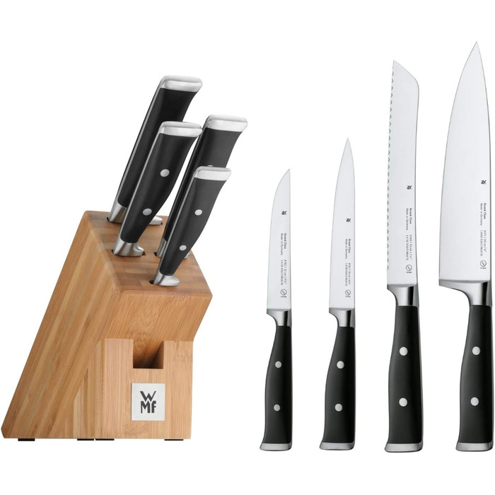 Набір кухонних ножів WMF Grand Class 5 предметів, з бамбуковим блоком, Made in Germany