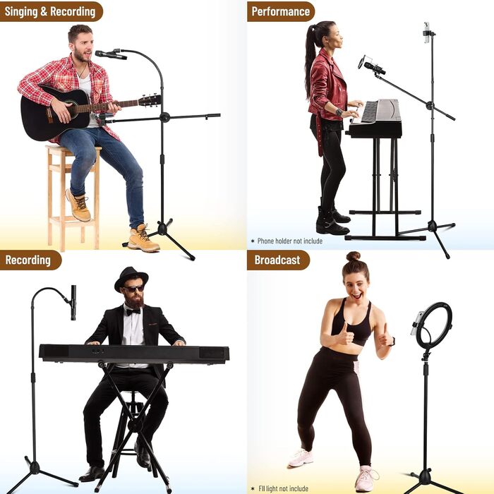 Підставка для мікрофона 2-в-1 з трьома кліпсами для кабелів, для вокалу, сцени, конференцій та презентацій, розширювана, CY0311 (з лебединою шиєю)