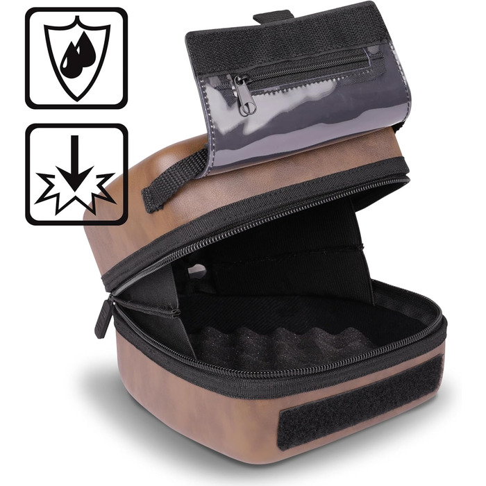 Чохол для DSLR-камери USA Gear з жорсткою обшивкою, захистом Eva, швидким доступом, м'яким інтер'єром та гумовим руків'ям (колір коричневий, веганська шкіра)