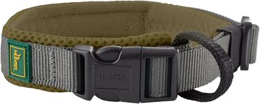 Нашийник для собак HUNTER Maldon, оливковий, розмір XL, дихаюча сітка, міцний нейлон, безшумний, гіпоалергенний, з функцією запобігання перетягування, з інтегрованою адрес-біркою, легкий