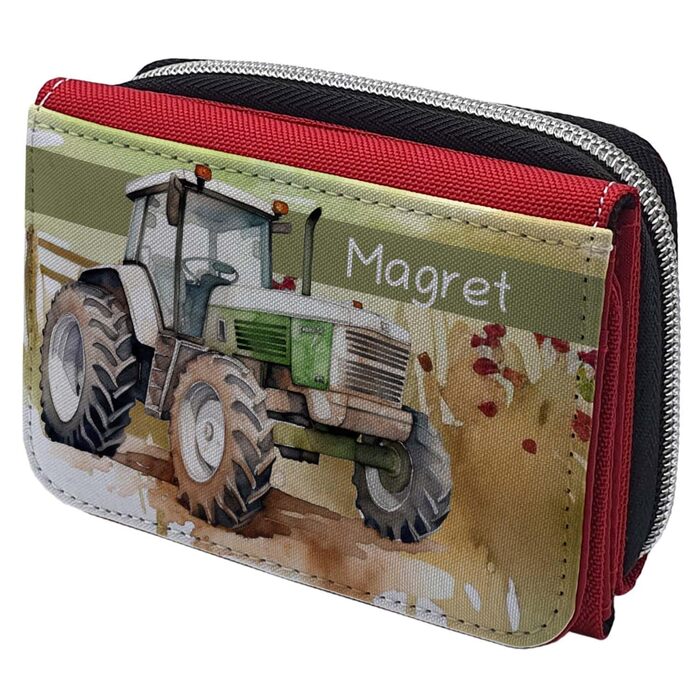 Wallet with name design (red, tractor)