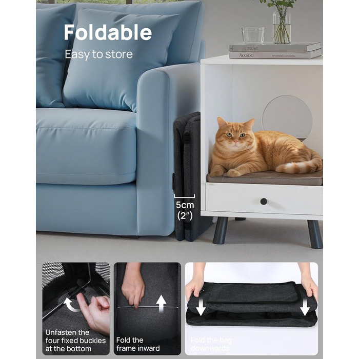 Транспортна сумка для котів Pecute Katzentasche: міцна переноска для домашніх тварин, легка, складана, для котів та маленьких собак, ідеальна для подорожей та до ветеринара, до 4 кг (44 x 23 x 30 см, темно-сірий)