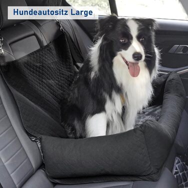 Honey Paws Dog Car Seat for Medium & Large Dogs - Universal Backseat Cover for Small/Medium Dogs up to 25kg - Non-Slip, Washable, Deep Black