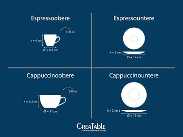 Набір посуду CreaTable Serie Nature Collection 8 предметів для 4 осіб, капучіно, кераміка, для мікрохвильовки та посудомийної машини