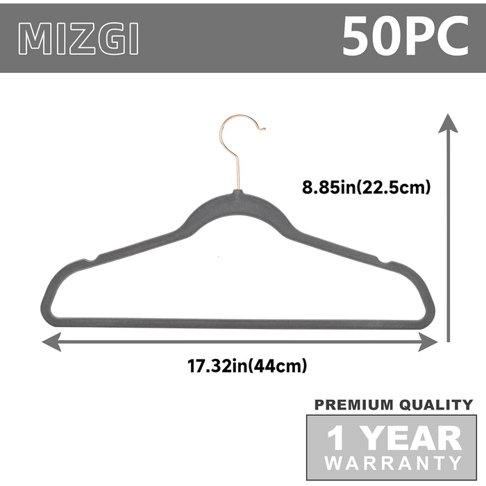 Плечики для одягу MIZGI Premium Heavy Duty - 50 шт. (білий/сірий)