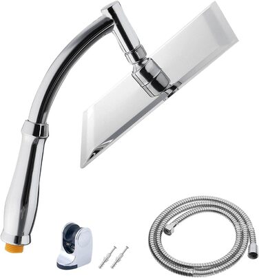 POHOVE Shower Head with Hose, Spray Patterns Shower Sprayer with Hose 1.5m, 360 Degree Adjustable Large Shower Head Handheld Shower, Rain Shower Head, Universal Shower Sprayer for Bathing and Spa (Size: 8inch)