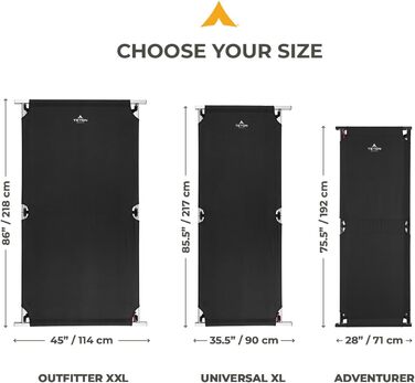 Кемпінгове ліжко TETON Sports Adventurer Limited Edition для дорослих, чорне | Розмір 75.5' x 25'