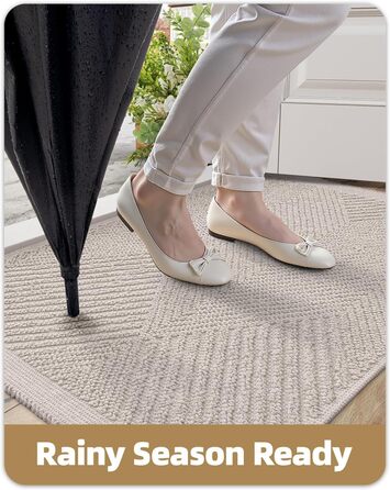 Килимок для дому COLOR&GEOMETRY 50x80 см, бежевий, миючий, для входу, внутрішній та зовнішній, рифлений візерунок