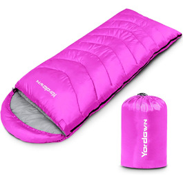 Yordawn Sleeping Bag - Ultralight 3-4 Season Sleeping Bag for Adults & Kids - Waterproof & Compact Travel Sleeping Bag (Rose Pink)