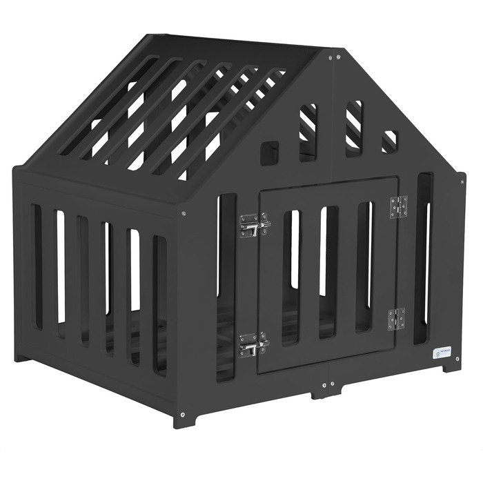 Будка для собак з дерева, закривається на замок, вольєр для собак, чорна, 85 x 70 x 80 см