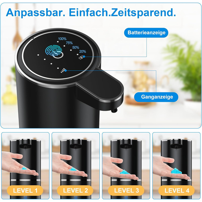 Fantictas Automatic Soap Dispenser Wall Mount with Sensor Infrared, 380ml Electric Soap Dispenser No Drilling with USB Rechargeable, IPX5 Waterproof for Bathroom Toilet Kitchen