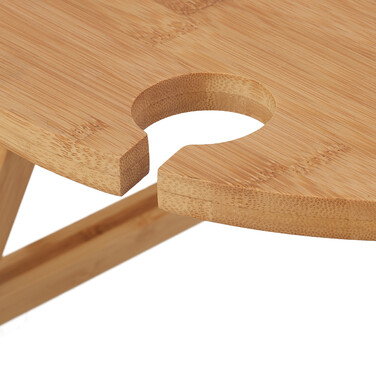 Relaxdays Round Bamboo Picnic/Wine Table