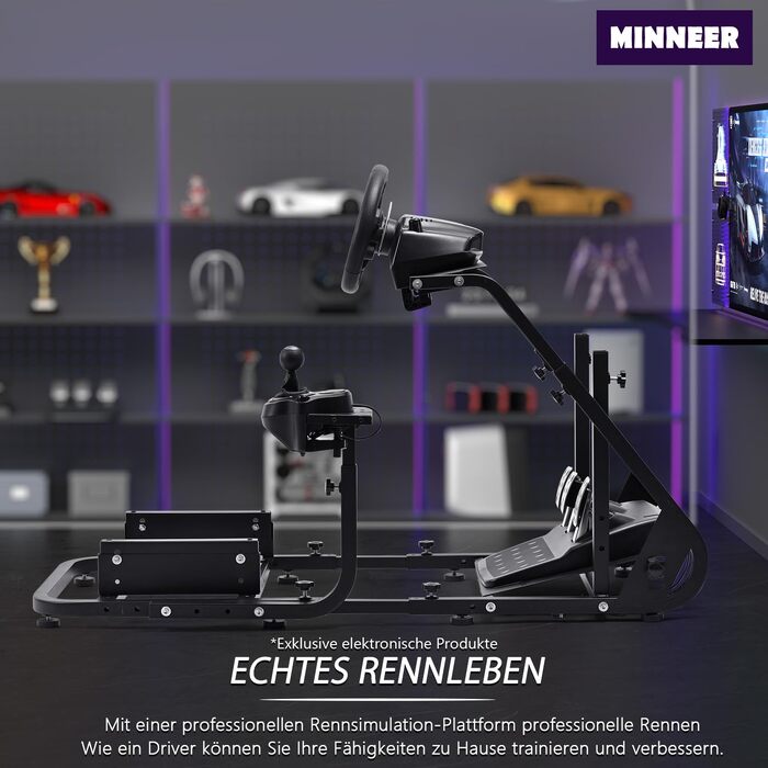 Ігровий кокпіт-симулятор Minneer Racing Simulator Cockpit для керма Logitech G923, G29, G920 та Thrustmaster T248, T300RS, регульована висота (педалі не входять)