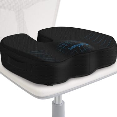 Подушка ортопедична TushGuard для офісного крісла, Memory Foam, X-Large, чорна. Зняття болю в спині, куприку, при ішіасі.