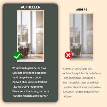 Stehender Ganzkörperspiegel mit Metallrahmen