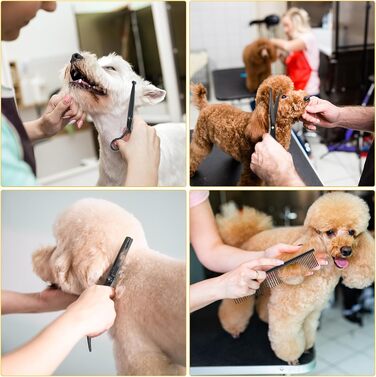 Професійні ножиці для грумінгу собак та котів: титанові, з округлими кінчиками, для грумінгу, з гребінцем (чорні)