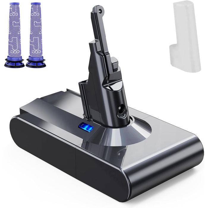 Акумулятор Powtree 6000mAh для пилососа Dyson V8 Absolute Animal Fluffy Motörhead Exclusive, сумісний з Dyson V8. Комплект: акумулятор, 2 фільтри, викрутка, 3 шурупи, щітка.