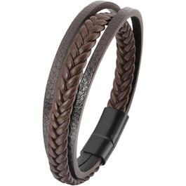 Чоловічий браслет з натуральної шкіри, плетіння ручної роботи. Браслет для чоловіків зі сталевою застібкою, шкіряний браслет з телячої шкіри, широкий браслет з магнітною застібкою.