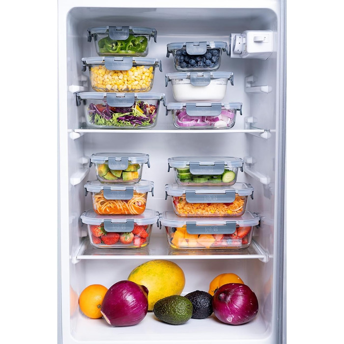 Набір контейнерів для їжі Igluu Meal Prep (12 шт.) – 1050 мл, Borosilikatglas, BPA-free, мікрохвильовка, духовка, морозильник, посудомийна машина, витікання