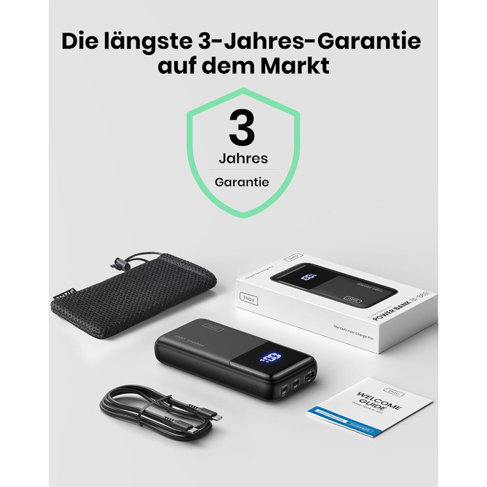 Повербанк INIU 65W 20000mAh для ноутбуків та смартфонів, швидка зарядка USB-C для MacBook, Steam Deck, iPhone, Samsung, iPad