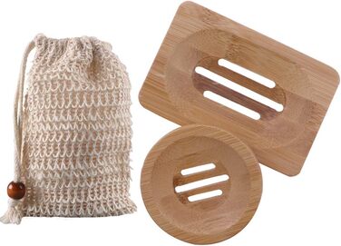 Двохтурова дерев'яна підставка для мила з сизалевим мішечком - підставка для мила в душ, ванну, кухню, мийку.