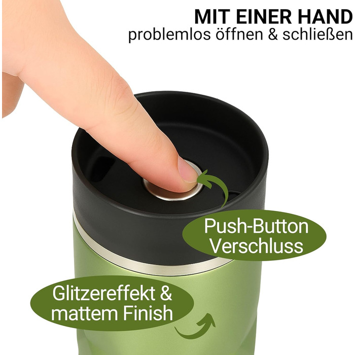 Термокружка Elasto з нержавіючої сталі, 450 мл, з індивідуальною гравіюванням (Saphir Grün)