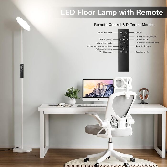 LED-стельова лампа PreeOtti для вітальні з димуванням, 36W, з пультом дистанційного керування та сенсорним керуванням, 3 колірні температури, регулювання інтенсивності світла, чорний колір