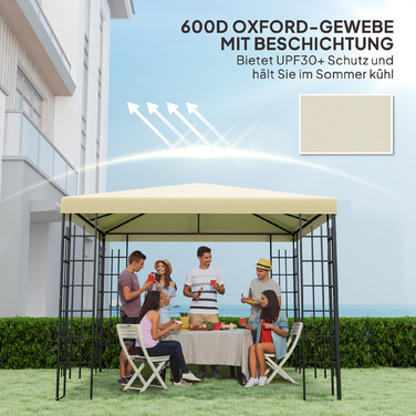 Outsunny Replacement Canopy for Gazebo 3 x 3 m, Waterproof Gazebo Roof, Replacement Cover for Garden Gazebo, Replacement Parts Made of Oxford Fabric, 370 g/m², Cream White | Aosom
