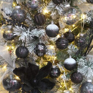 Декоративна куля для ялинки Sea Team з малюнком та блискучими прикрасами, набір (60 мм, чорний)