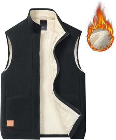 Чоловіча флісова жилетка та бодівармер, тепла жилетка, зимова терможилетка, флісова жилетка, бодівармер на блискавці, смарт-жилетка, безрукавна куртка 5XL чорного кольору