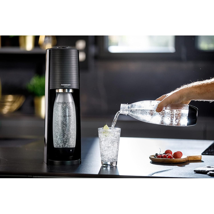 SodaStream Aqua Fizz Terra: комплект з 2 пляшок 1 л, балон CO2 Quick Connect (60 л), чорний матовий