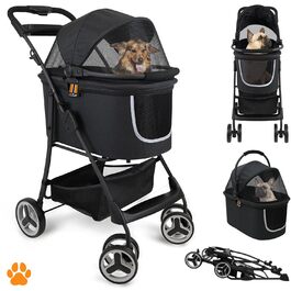 Візок-переноска для собак 2-в-1 CECE | Складана переноска з кошиком для покупок | Візок та переноска для собак - Чорний Меланж