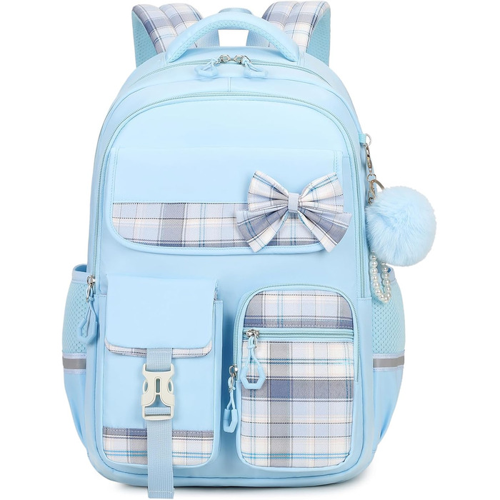 Дитячий рюкзак Tanou для дівчаток, водонепроникний, з візком, візерунок 'Клешні', 9-16 років (Блакитний)