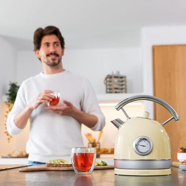 Електричний чайник Cecotec ThermoSense 420 Light Green: 1.8 л, 2200 Вт, регулювання температури, нержавіюча сталь, вінтажний стиль, зелений колір