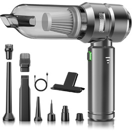 Портативний бездротовий пилосос NVKHG з акумулятором, 26000Pa, 3 швидкості, безщітковий двигун, для дому, авто, офісу, видалення шерсті тварин, срібний