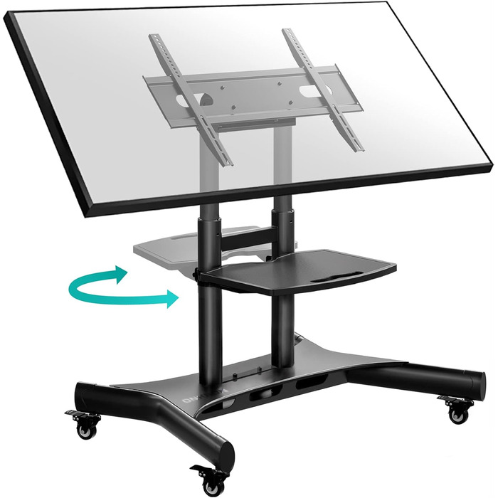 ONKRON Mobile TV Stand with Wheels - Adjustable Height & Tilt for 32-70 inch TVs up to 45kg, VESA 600x400 - Black TS1350-B