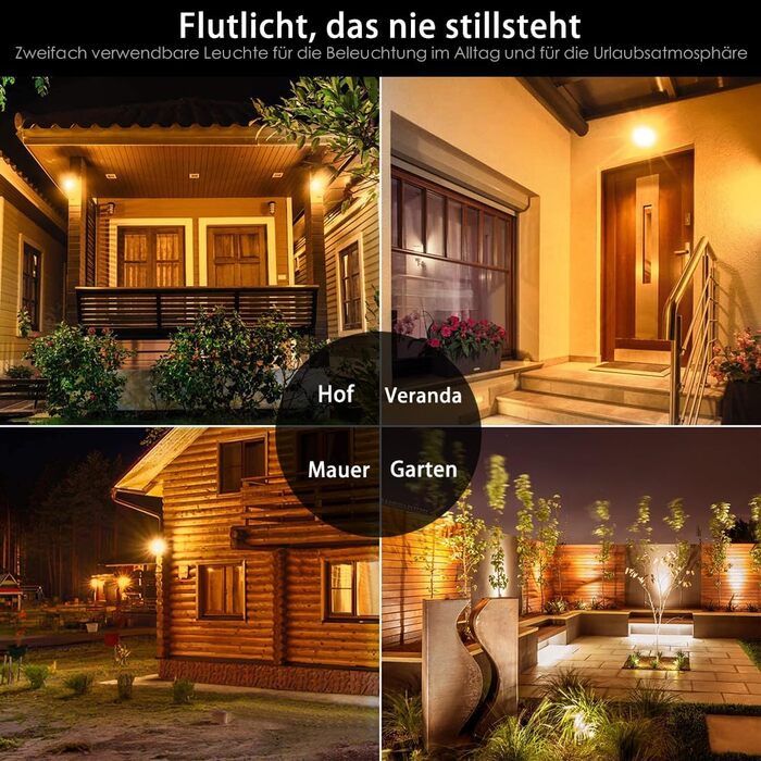 iLC RGB LED Floodlight 80W, RGBW Color Changing Floodlight Equivalent to 800W, 16 Million Colors, Grouping, Timer, 2700K Warm White, Water Protection Rating IP66, Outdoor/Indoor (2-Pack)