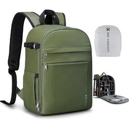 Рюкзак для камери K&F CONCEPT: компактний, легкий, з захистом від дощу, для DSLR/SLR, зелений, з імітацією шкіри