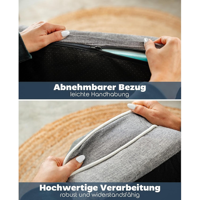 Ортопедичне ліжко для собак Lionto з піднятим бортиком, 97x71x17 см, м'який фланелевий килимок, знімний та пральний чохол, неслизьке, для собак та котів, сірий