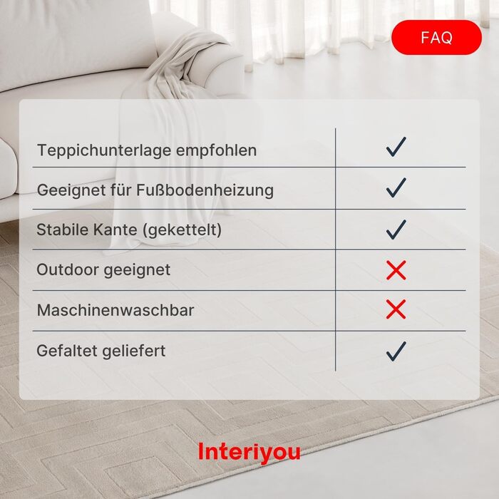 Килим Interiyou для вітальні/спальні/дитячої Cannes, 120x170 см, кремовий, короткий ворс, скандинавський бохо-стиль, геометричний малюнок