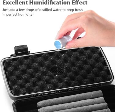 Зігеренний гумодор для подорожей - валіза з диском для зволоження, водонепроникний, повітряний, міцний та неспритний - місце для до 5 сигар, портативна сигарна коробка, подарунок для чоловіків (великий)